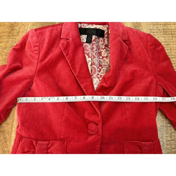 Apostrophe Women's Red Velvet Blazer Pockets Chic Girly Career 2 *Stain - Picture 12 of 14